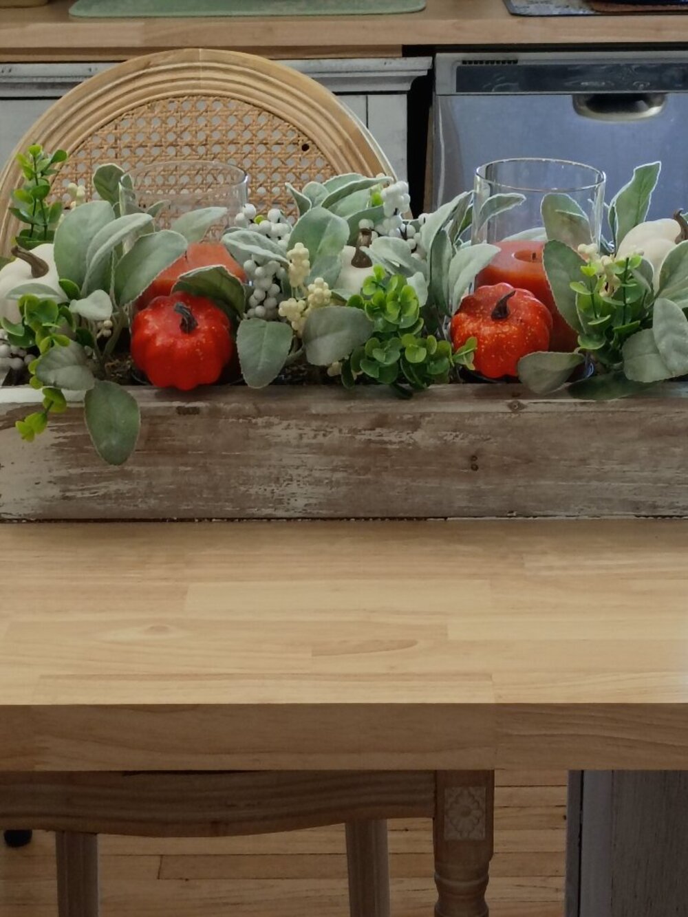 Beautiful Large Table Farmhouse Country Centerpiece Floral 2 Glass Candleholders